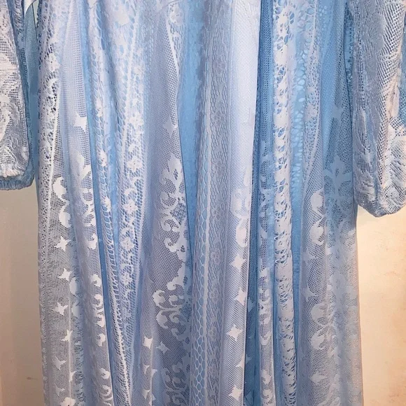 Source Unknown Light Blue Lace Long Sleeve Dress - Picture 3 of 4